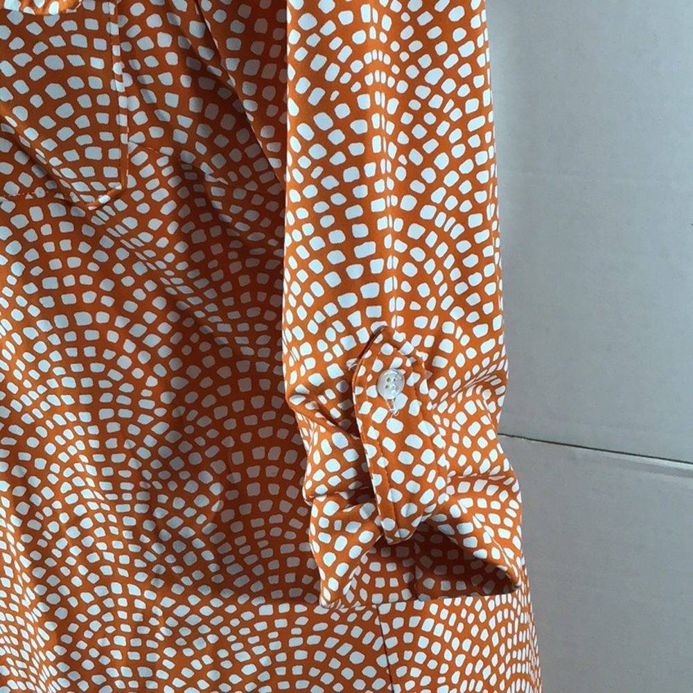 J. Mclaughlin Orange Patterned Button Front Jerse… - image 5